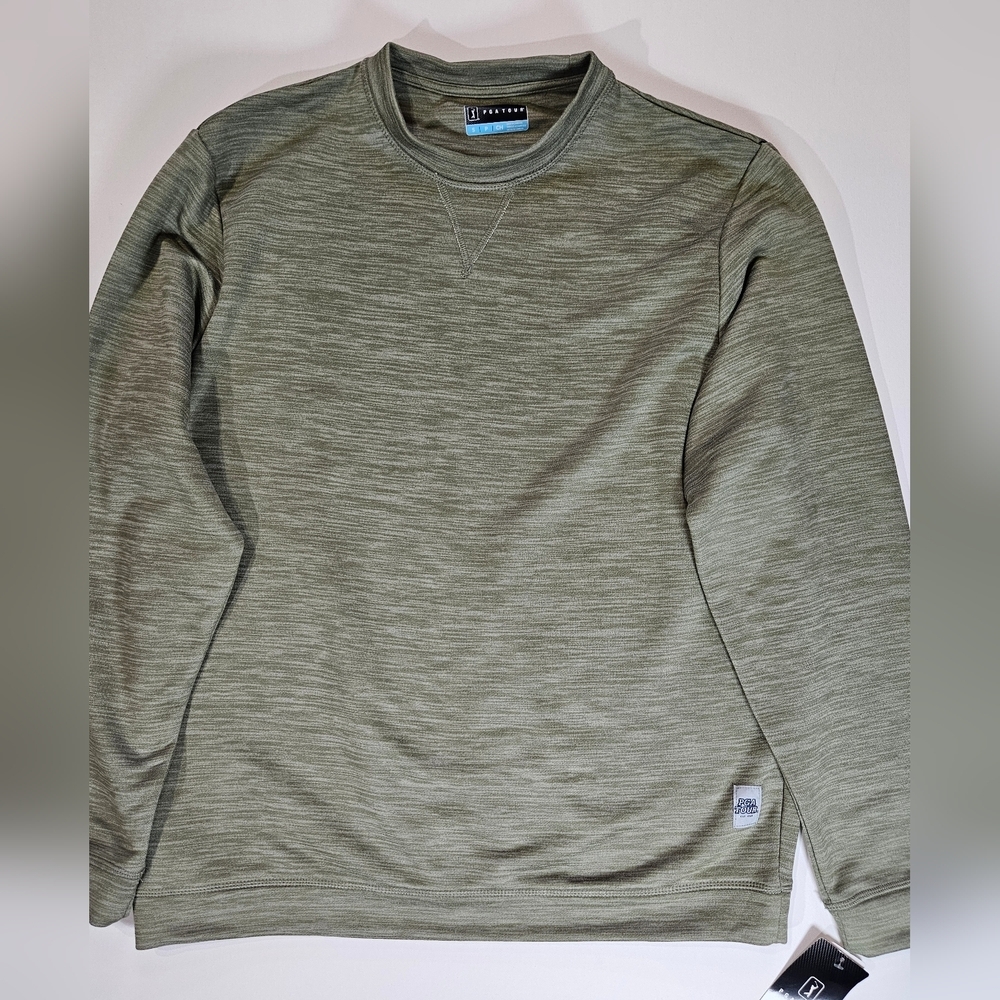 PGA Tour Sweatshirt Mens Small Olive Green Moisture Wicking‎ Fall Golf Sweater